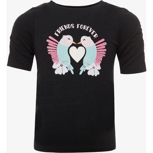 TwoDay meisjes T-shirt zwart met vogeltjes - Maat 98/104