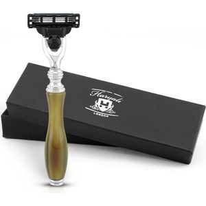 Haryali London 3 Edge scheermes voor mannen en vrouwen - Luxe scheermes voor lichaam en gezicht - Buffelhoorn imitatie scheermes voor mannen - Herbruikbaar scheermes