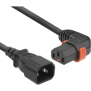 C13 (haaks/links met IEC Lock) - C14 stroomkabel voor UPS/PDU - 3x 1.00mm / zwart - 1 meter