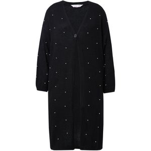 MIAMODA MIAMODA - Dames - Lang vest sierkralen lange ballonmouwen - Zwart - Maat 42+