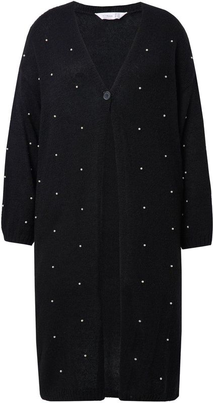 MIAMODA MIAMODA - Dames - Lang vest sierkralen lange ballonmouwen - Zwart - Maat 46+