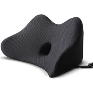 Rugkussen Onderrug - Rugsteun Auto - Lendensteun in Bed - Voor Op De Bank - Donut Kussen - Memory Foam - Zwart