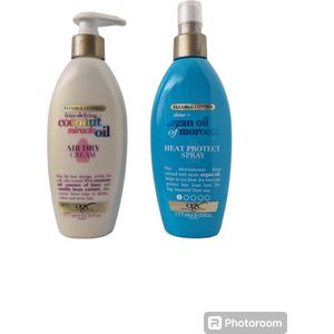 OGX Duo Heat Protect Spray 177ml + Air Dry Cream 177ml