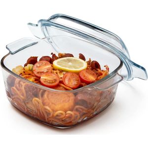 Glazen braadpan met deksel 1,5L braadpan met deksel ovenbestendig borosilicaatglas braadpan klein