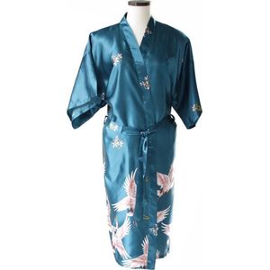 TA-HWA - Dames Kimono - met Kraanvogels - Turquoise - Maat S
