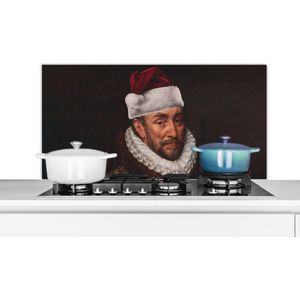 Spatscherm keuken 100x50 cm - Kookplaat achterwand Willem van Oranje - Kerstmuts - Oude meesters - Muurbeschermer - Spatwand fornuis - Hoogwaardig aluminium