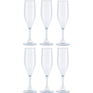 Juypal Champagneglas - 6x - transparant - kunststof - 150 ml - herbruikbaar