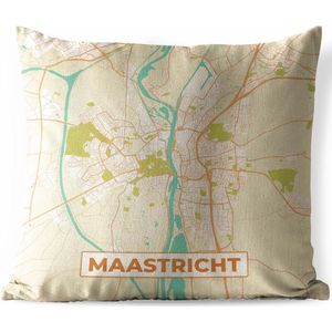 Tuinkussen - Stadskaart - Maastricht - Vintage - 40x40 cm - Weerbestendig - Plattegrond