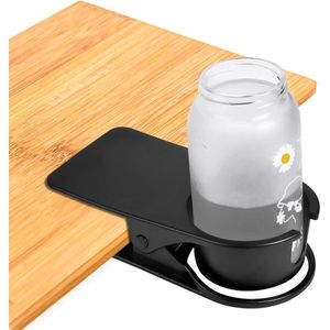 Allecto Plus - Bekerhouder met clip en beweegbare tafel voor thuis en op kantoor (zwart)