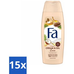 15 x Fa - Cream & Oil Cacao - Douchecrème - Cacaoboter Met Kokosolie - 250 ml - Luxe Douche - Fa