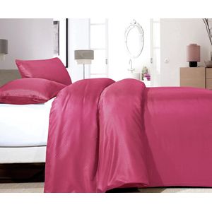 Luxe dekbedovertrek Devereaux fuchsia - 240x200/220 (lits-jumeaux) - zacht en fijne kwaliteit - stijlvolle uitstraling - met handige drukknopen