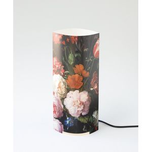 Packlamp - Tafellamp groot - Stilleven met bloemen in een glazen vaas - De Heem - 36 cm hoog - ø15cm - Inclusief Led lamp