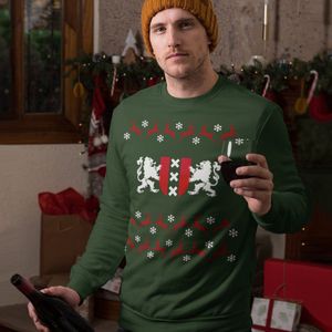 Amsterdam Kersttrui Groen Wapen Van Amsterdam - Maat M - Uniseks Fit - Kerstkleding Voor Dames & Heren