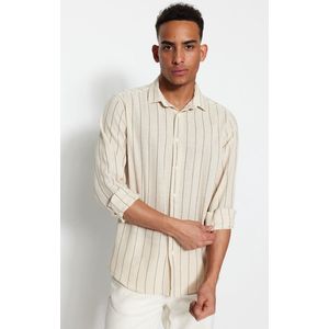 Trendyol Zwart Gestreept Overhemd Met Normale Pasvorm En Textuur Tmnss23Go00085