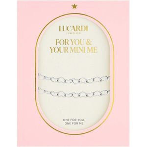 Lucardi Dames Stalen armbanden Moeder/Dochter hart - Armband - Staal - Zilverkleurig - 20 cm