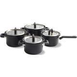 Bk Flow Cool Black 4 Delige Kookpannenset met Deksel