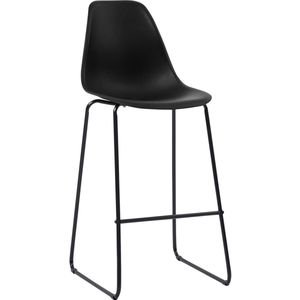 vidaXL Barstoelen - 6 stuks - Kunststof - Zwart Barstoelen - Barkrukken - Zwarte Barstoelen - Eetkamerstoelen - Set Barstoelen