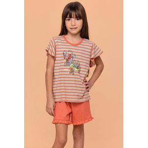 Woody pyjama meisjes - lieveheersbeest - streep - 251-10-PSG-S/904 - maat 140