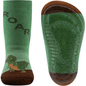 Ewers Antislipsok - T-rex Dino - Mosgroen & Roodbruin - maat 23/24