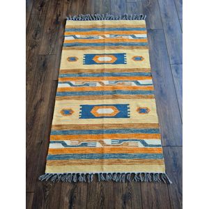 Handgemaakt Kelim vloerkleed 90 cm x 160 cm - Klassieke Wol tapijt Kilim Uit Egypte - Handgeweven Loper tapijt - Woonkamer tapijt -  Oosterse Vloerkleed