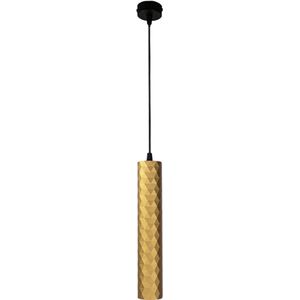 Langwerpige hanglamp 29cm | Ruit structuur | Goud | GU10 fitting