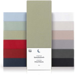 Hoeslaken Microvezel 90 x 200 cm - Oeko-Tex-gecertificeerd - Geschikt voor matrassen tot 25 cm Hoogte - Licht Olijf Groen