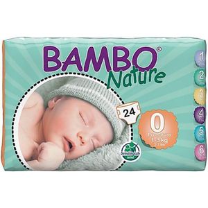 Bambo Babyluiers Prematuur - Maat 0 - Baby 1 tot 3 kg - 24 stuks