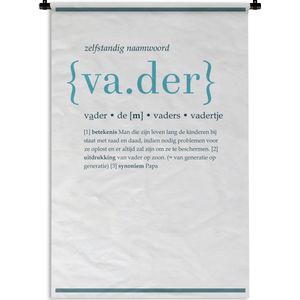 Wandkleed Vaderdag - Vaderdag cadeau voor hem met tekst - definitie Vader Wandkleed katoen 90x135 cm - Wandtapijt met foto