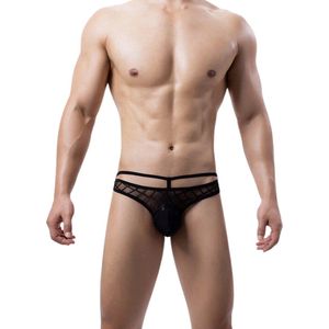 LekkerStout Heren String - Transparant - Zwart - Sexy Herenondergoed | XL | ( LS160 )