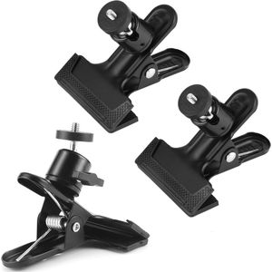3 stuks camera flitshouderset - klem met kogelkop - statiefklem 360 graden - camera klem clips - metalen klemhouder met 1/4 inch schroef - zwart - accessoires voor fotografie