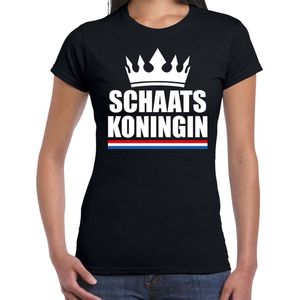 Zwart schaats koningin shirt met kroon dames - Sport / hobby kleding S