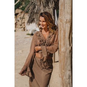 isla ibiza bonita - boho mesh dotted blouse talalia - bronze - zomercollectie 2024