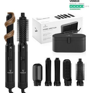 VENEUX® 5 in 1 Föhnborstel - Airstyler - Krulborstel - Multistyler - Diffuser Föhn - Zwart
