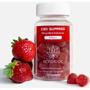Nordic Oil - CBD Gummies - Aardbei - 900mg - 60 Gummies - 15mg CBD + Multivitaminen C, B, E