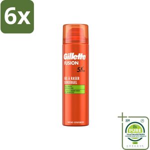 Gillette Scheergel Fusion 5 Sensitive 200 ml - Voordeelverpakking - 6 stuks - Scheergel - Gevoelige huid