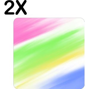 BWK Flexibele Placemat - Fel Gekleurde Vegen - Set van 2 Placemats - 50x50 cm - PVC Doek - Afneembaar