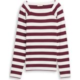 TOM TAILOR - Shirt - Bordeaux/Wit - Lange Mouwen - Recht Model