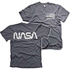 NASA Heren Tshirt -S- Black Flag Grijs