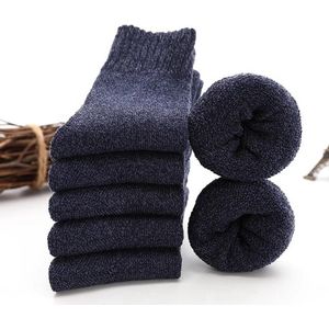 5 paar warme sokken voor heren, dikke thermische badstof sokken - wintercadeau voor heren, maten 37-45,Blauw