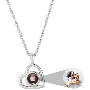 Gepersonaliseerde Foto Ketting voor Dames - Hart Projectie Sieraden