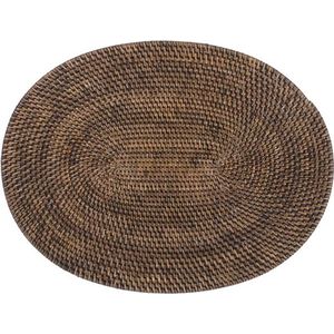 Placemat RATTAN, ovaal, SET/2, 30x40cm, donkerbruin