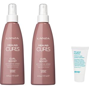 2x Lanza - Healing Curls Boost Spray - 177 ml + WILLEKEURIG Travel Size