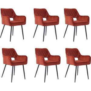 Bronx71® Velvet eetkamerstoel Mika koper - Eetkamerstoelen set van 6