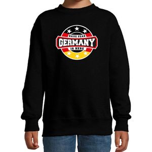 Have fear Germany is here sweater met sterren embleem in de kleuren van de Duitse vlag - zwart - kids - Duitsland supporter / Duits elftal fan trui / EK / WK / kleding 152/164