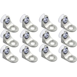 12 stuks - Plankdragers - Legplankdraagers - Kastplankdrager - plankbeugel - Universeel - met Zuignap - zilver - Zinklegering - 22*16.5*14 mm - voor hout en Glasplank