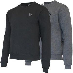Donnay - Dean - Fleece Sweater - Charcoal-marl/Black - 2-Pack