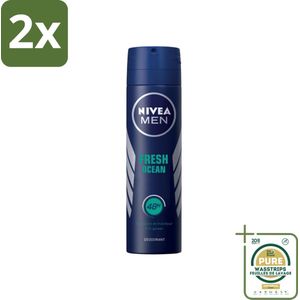 Nivea - Men - Deodorant - Spray - Fresh Ocean - 48 Uur Lang Werkend - 150 ml - Voordeelverpakking - 2 stuks - Deodorant spray - 48 uur bescherming