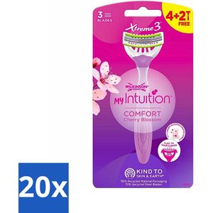 20 x Wilkinson - Wegwerpscheermesjes - Xtreme 3 My Intuition - Comfortabel - 6 mesjes - Scheermesjes Gladde Huid - Wilkinson Sword - My Intuition - Scheerbeurt - Scheerproducten