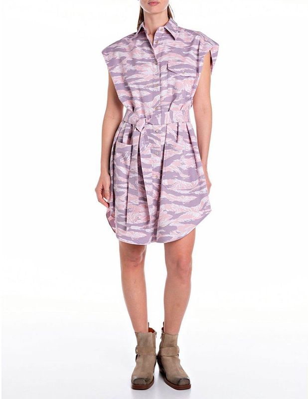 Replay W9161.000.75009 Mouwloze Korte Jurk Roze S Vrouw