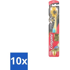 Colgate - Tandenborstel - 360 Charcoal Gold Soft - Zwart/Goud - 1 Tandenborstel - Bulkverpakking - 10 stuks